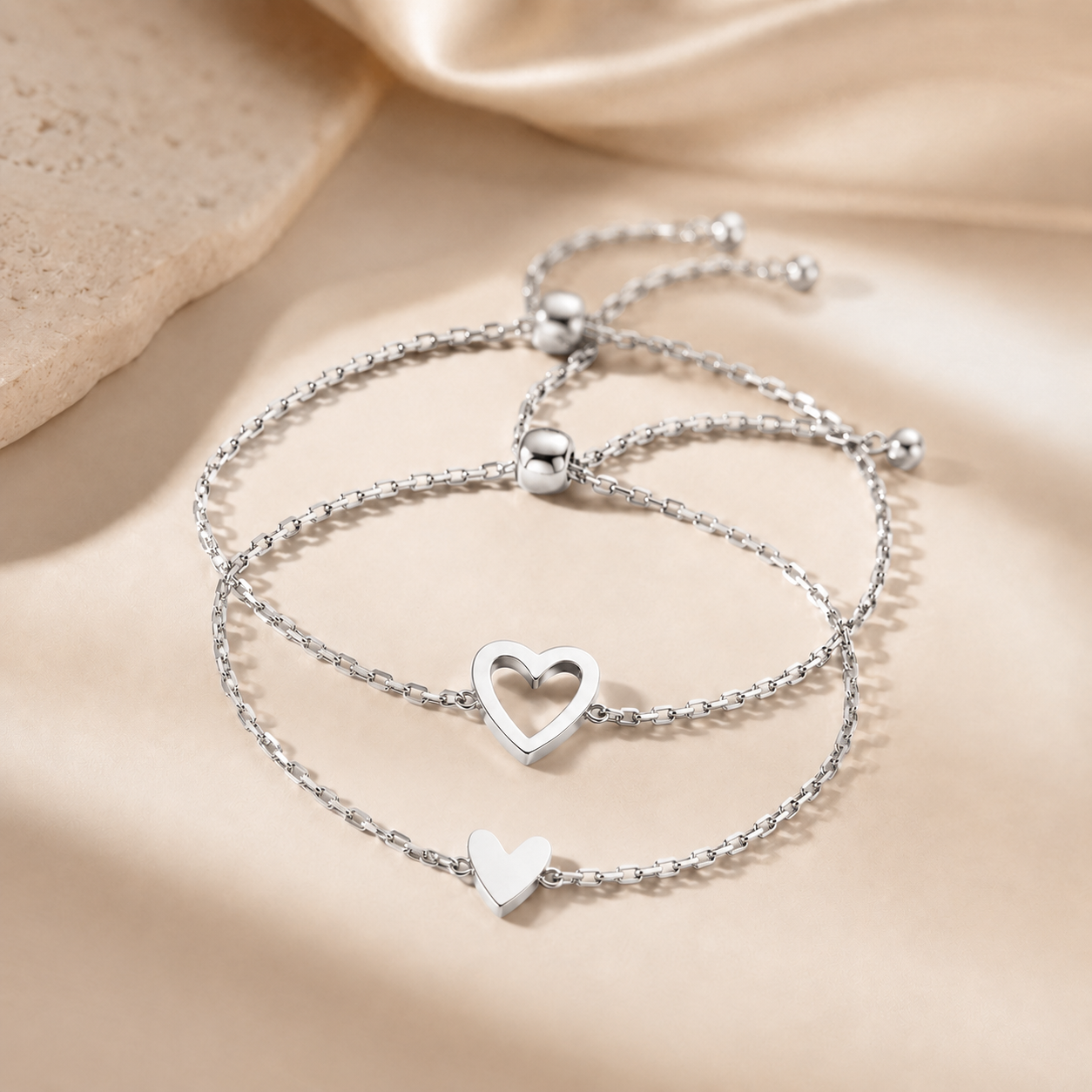Matching Hearts Bracelet Set