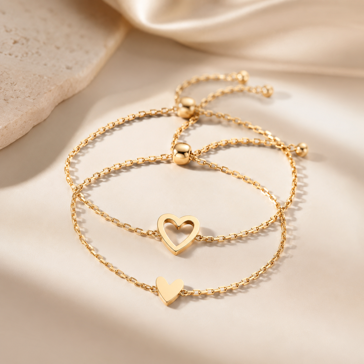 Matching Hearts Bracelet Set