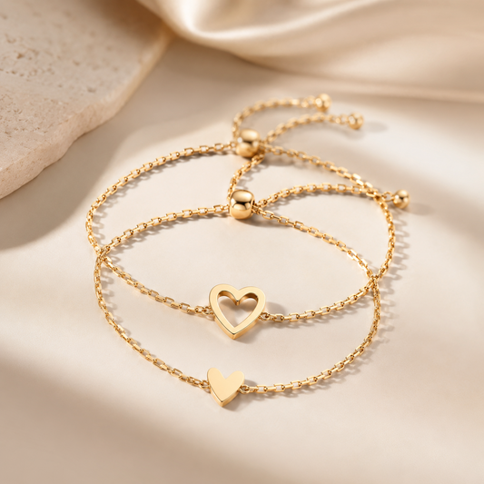 Matching Hearts Bracelet Set