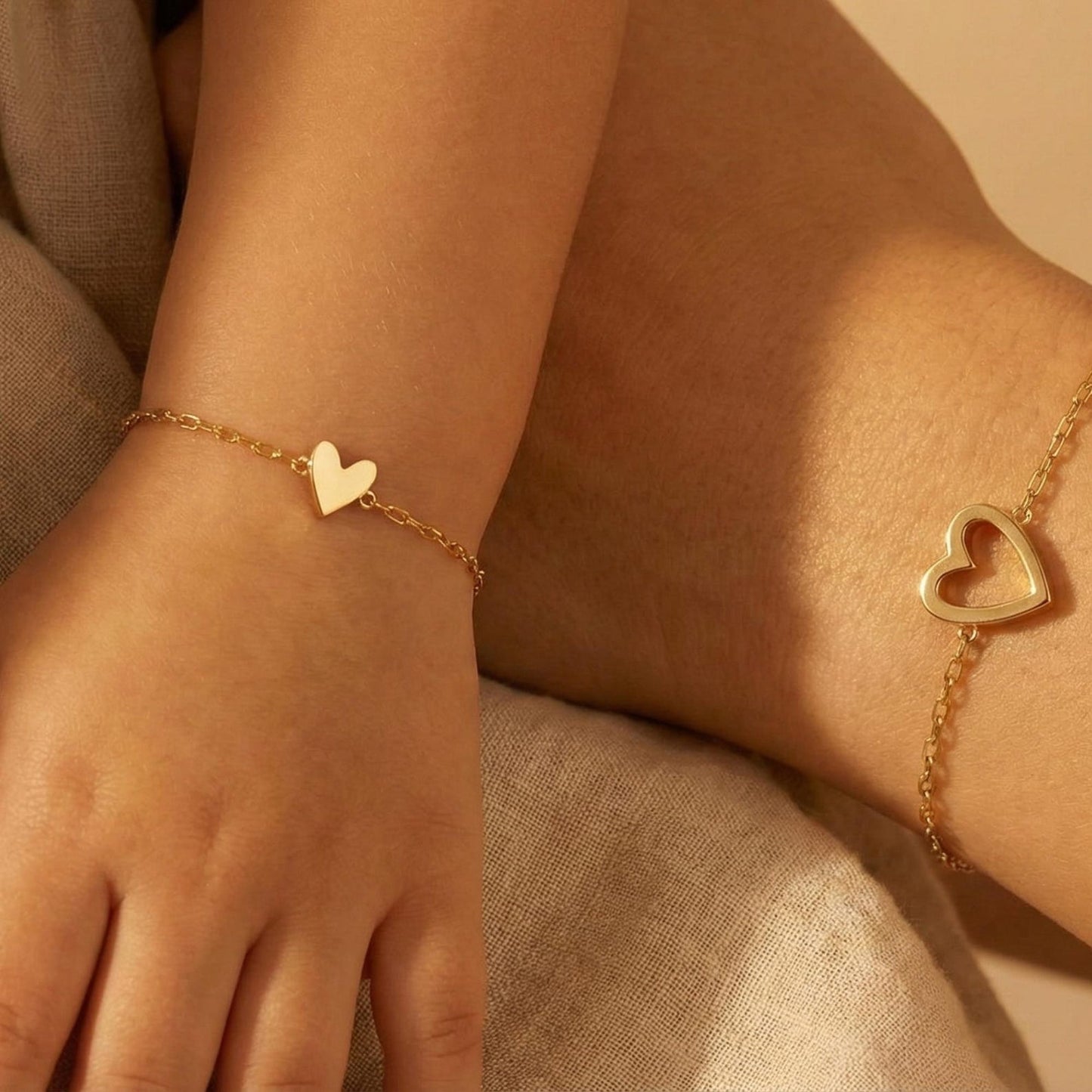 Matching Hearts Bracelet Set