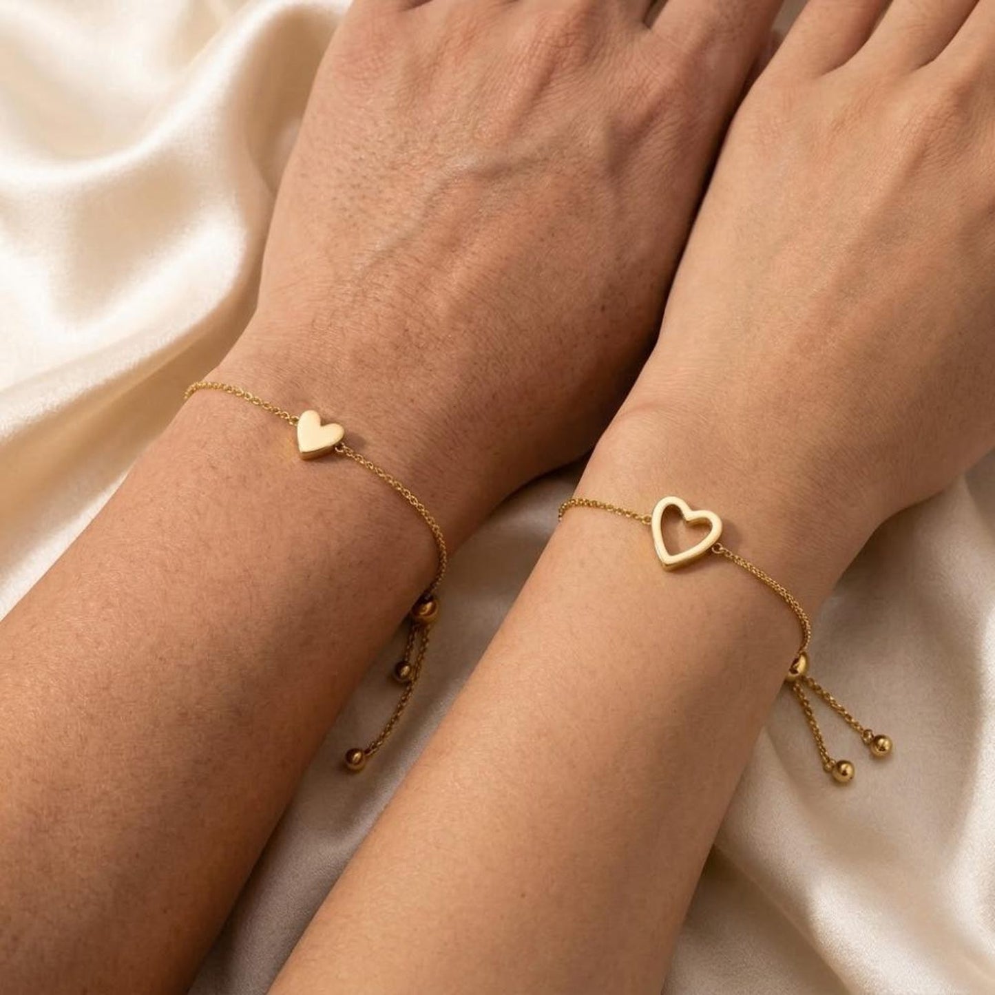 Matching Hearts Bracelet Set